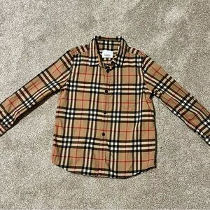 Burberry Kids Beige and Red Checkered Shirt